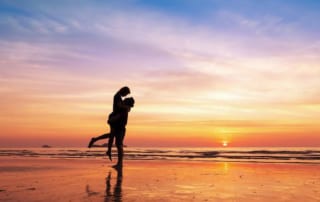 Couple at sunset on the beach
